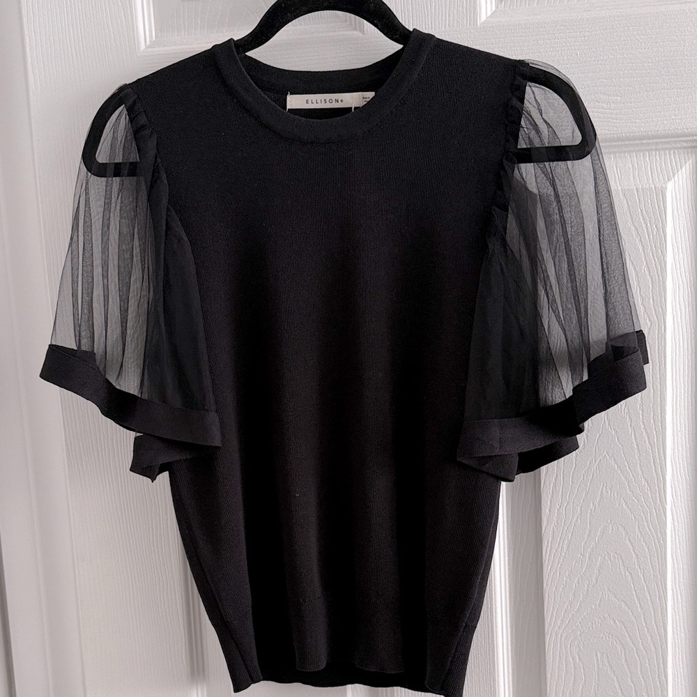 Ellison Sweater Sheer Sleeves Black size Small